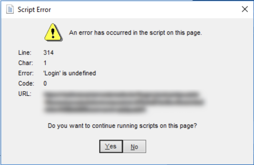 Why do i receive a javascript error while logging in to an office 365