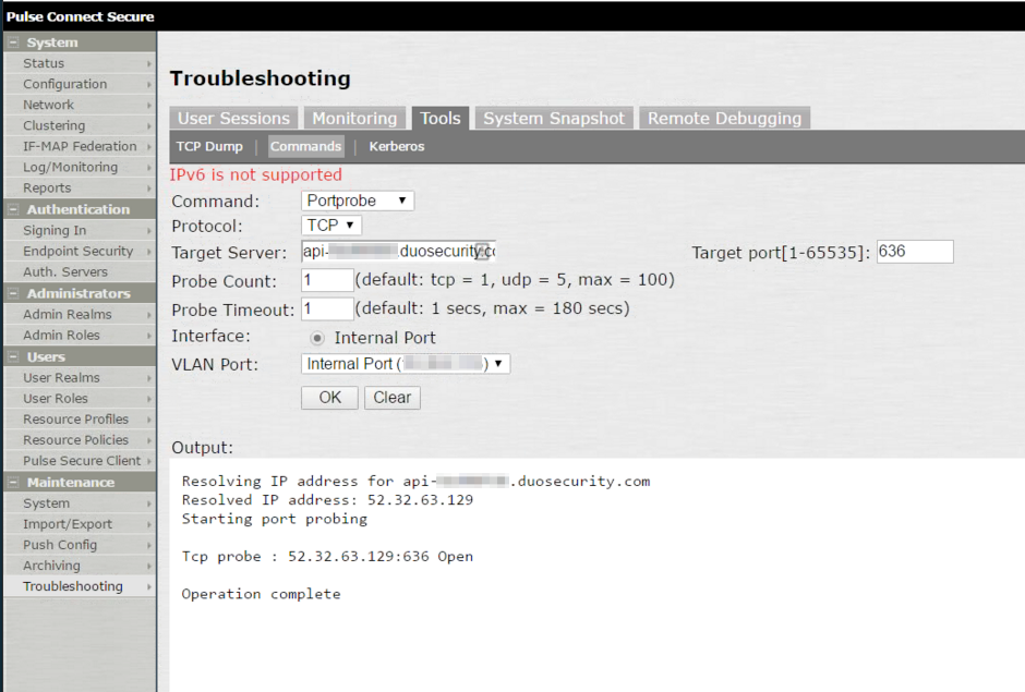 How can I verify connectivity to Duo from Juniper?